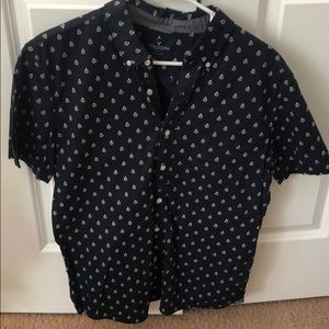 Navy short sleeve button down